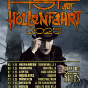 Das Plakat für die Höllenfahrt Tour 2025 von ASP mit allen Tourterminen. Groß angekündigt als Support: Johanna Krins
